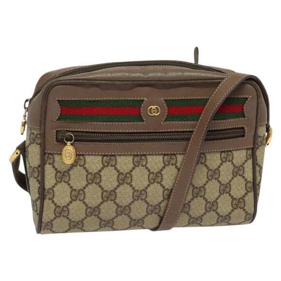 GUCCI GG Supreme Web Sherry Line Bag Pvc Beige Gold 001 44 001 44 - Picture 1 of 16